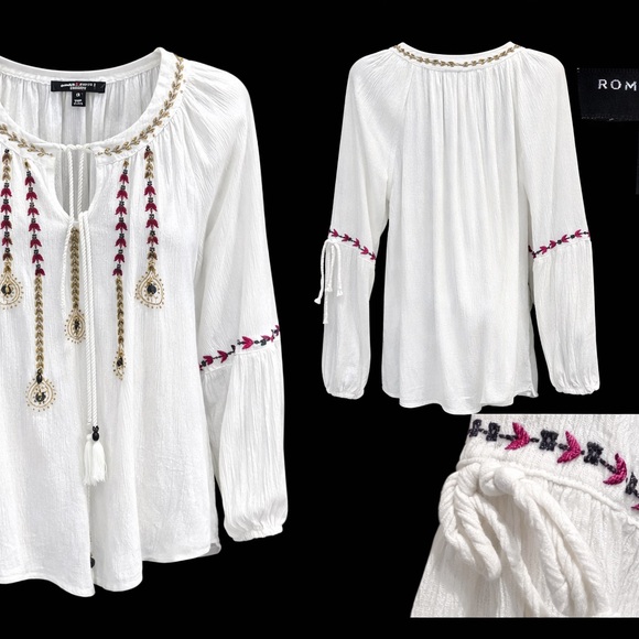 Romeo & Juliet Couture White Blouse with Red Embroidery - Picture 3 of 3